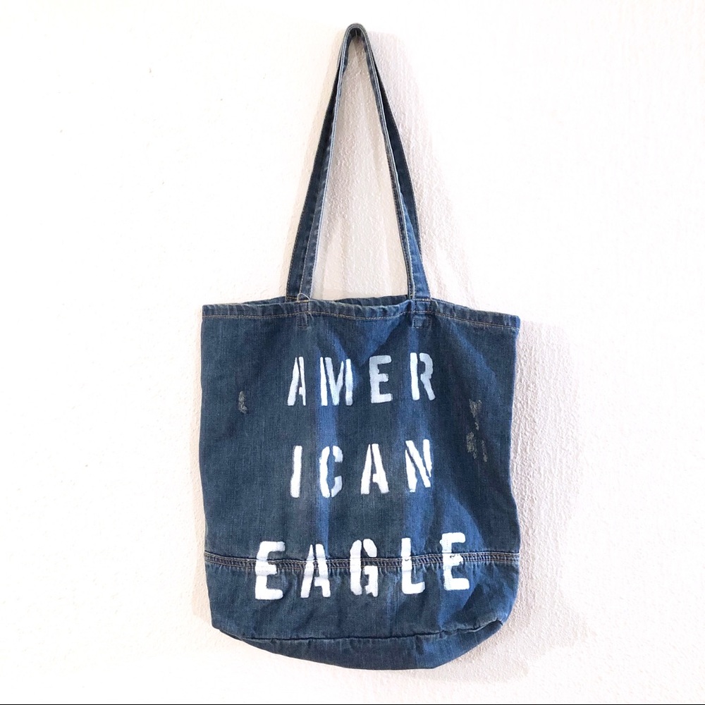NWT American Eagle Denim Distressed Tote Bag
